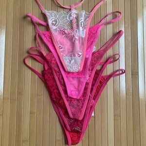 NEW Women’s 5 Pair Lace G-String Thong Set S/M
